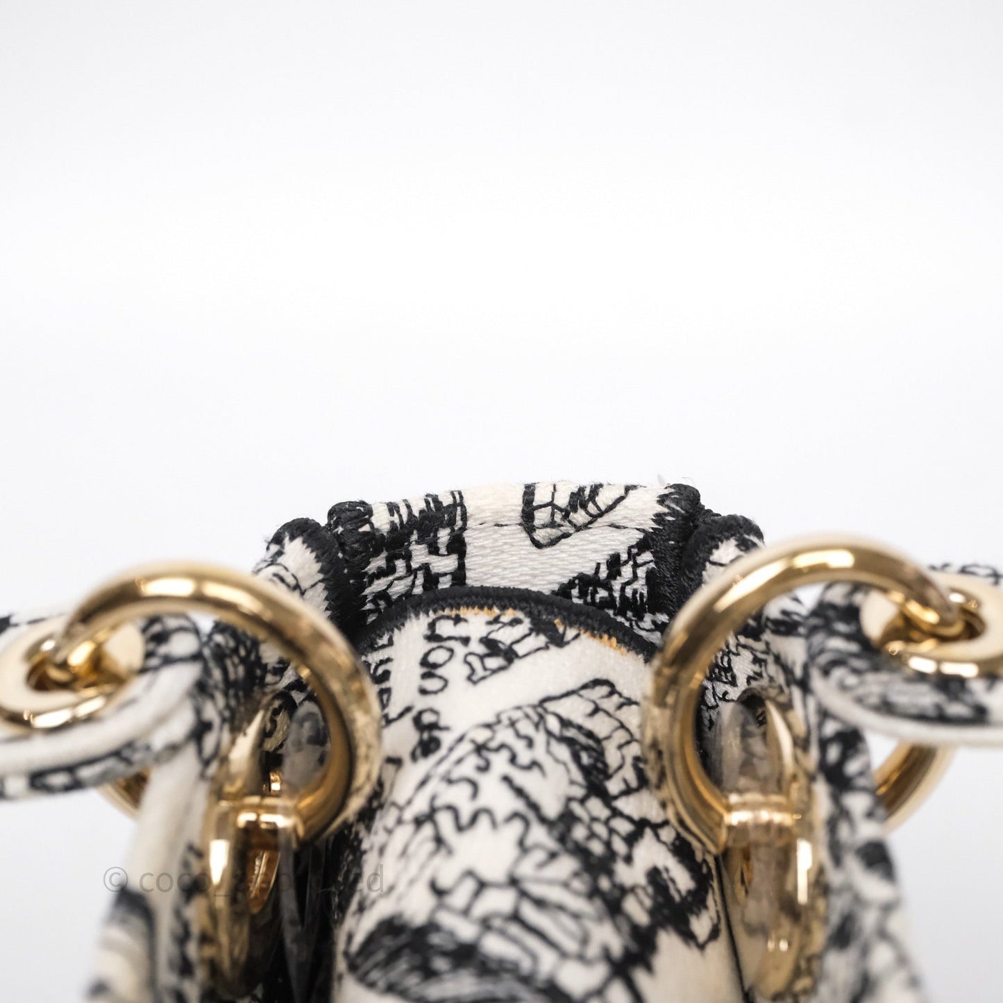 Christian Dior Mini Lady D-Lite Bag White/ Black Plan de Paris Embroidered