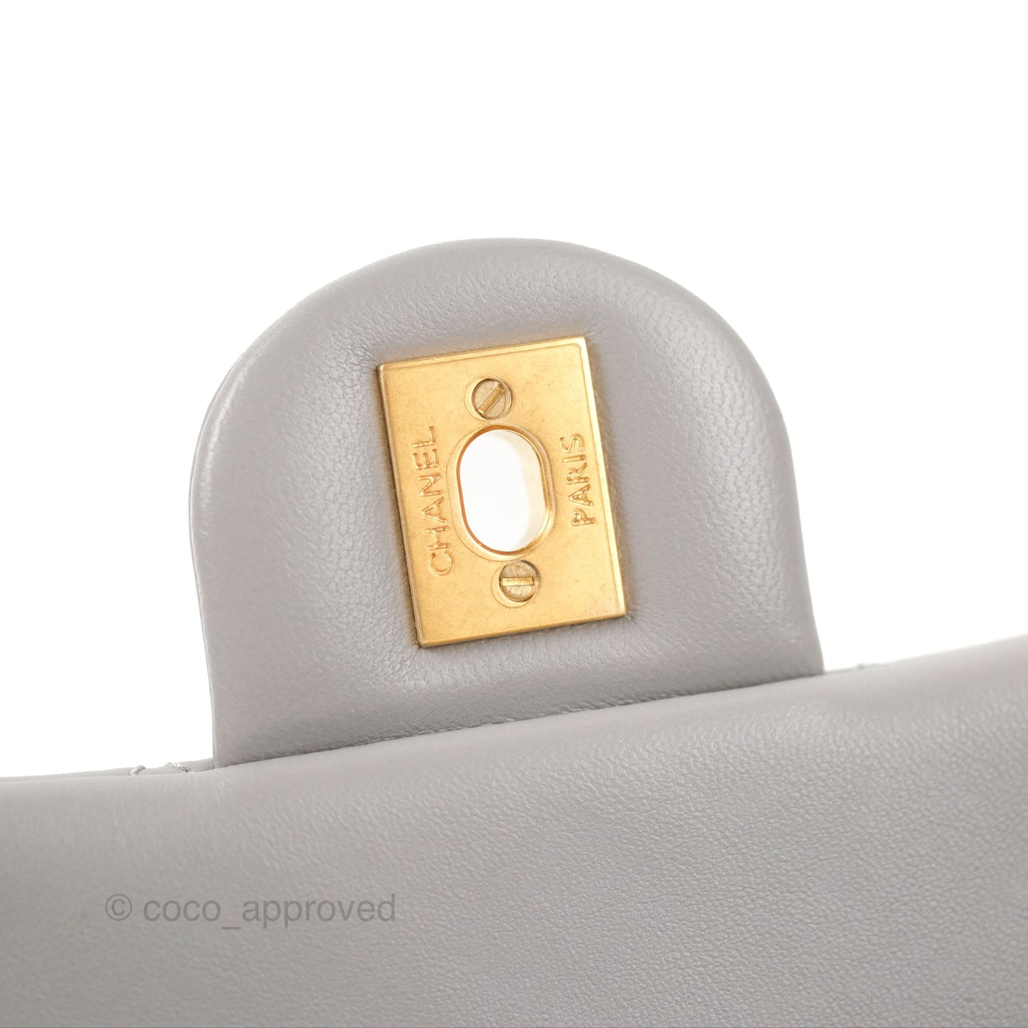 Chanel Mini Rectangular Pearl Crush Grey Lambskin Aged Gold Hardware
