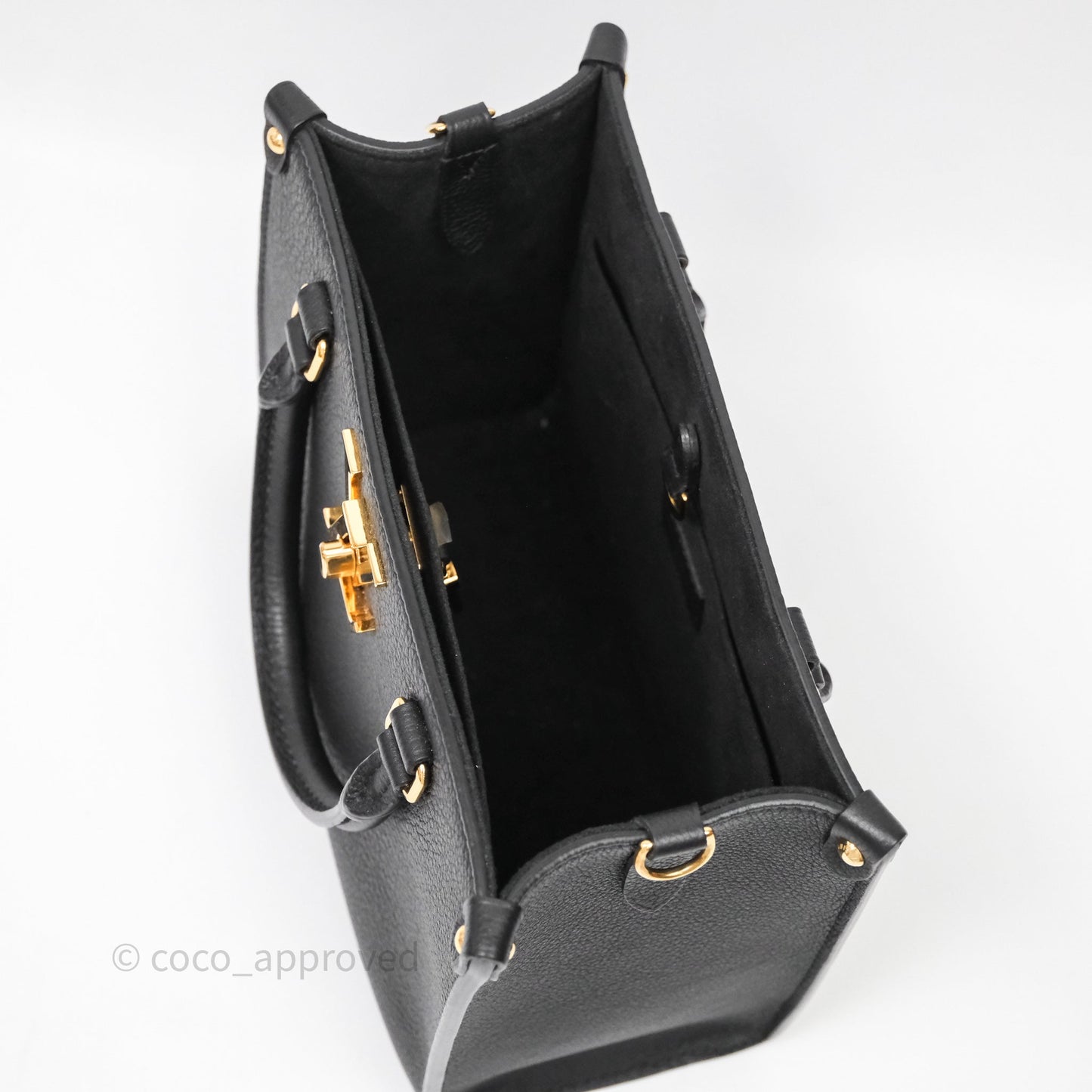 Louis Vuitton Lock & Go Tote Bag Black Calfskin Gold Hardware