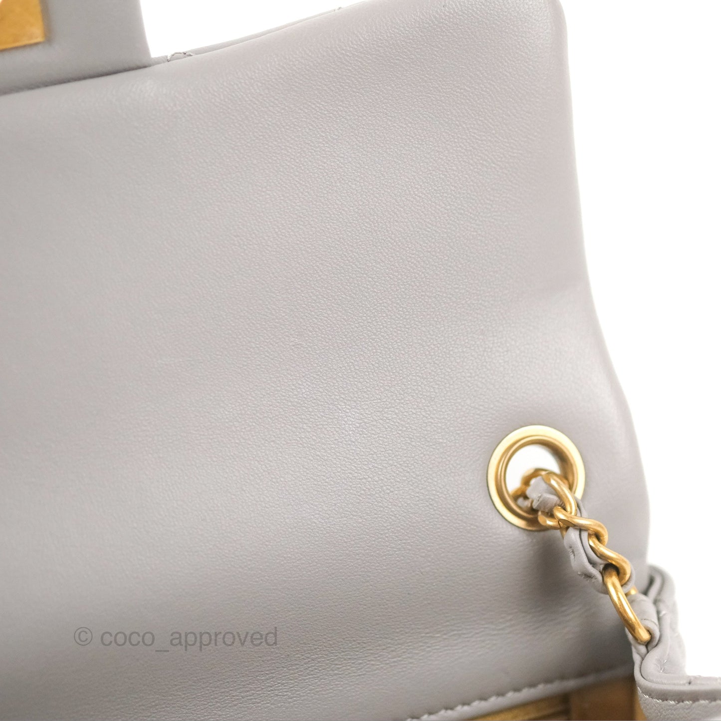 Chanel Mini Rectangular Pearl Crush Grey Lambskin Aged Gold Hardware
