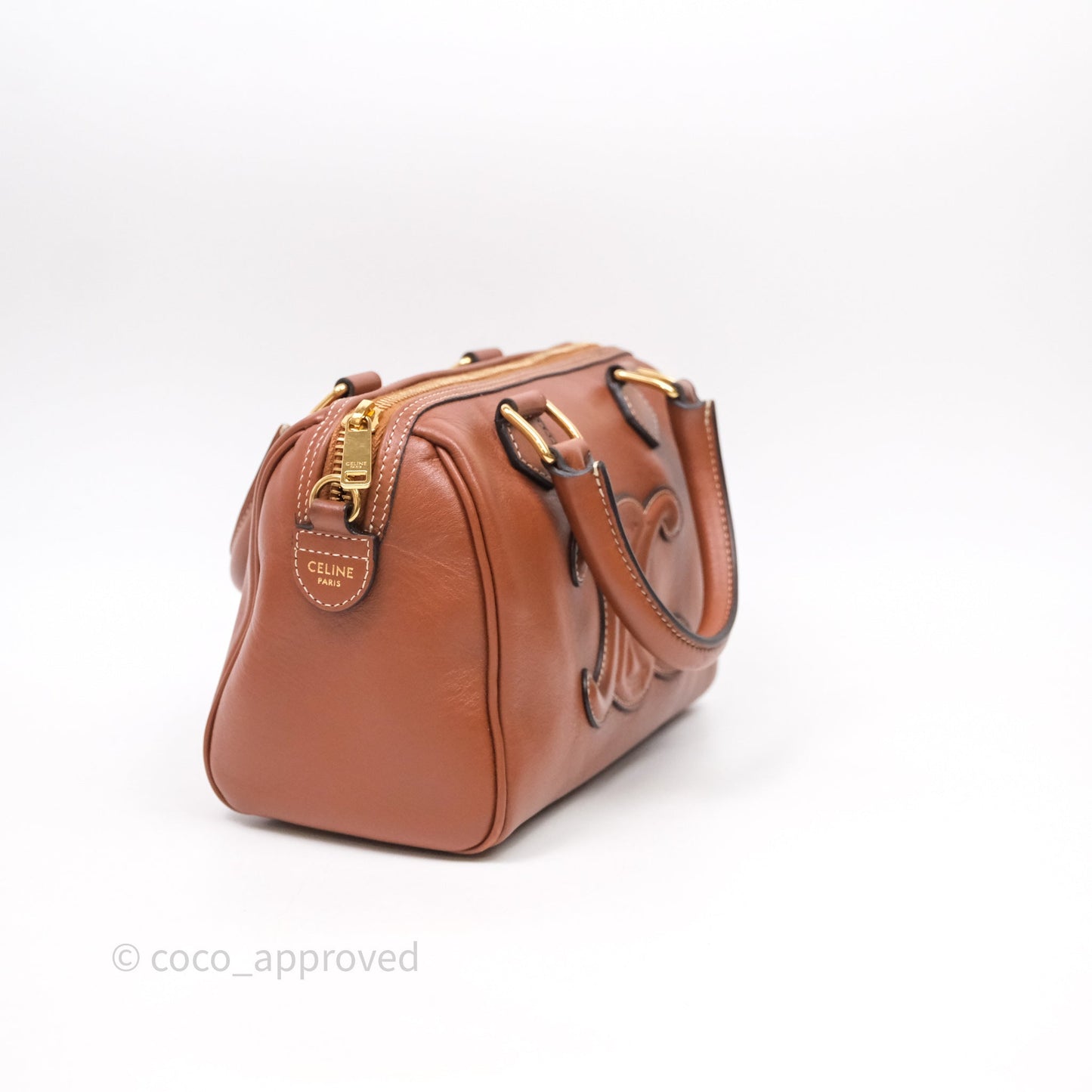Celine Small Brown Boston Cuir Triomphe Tan Smooth Calfskin Bag