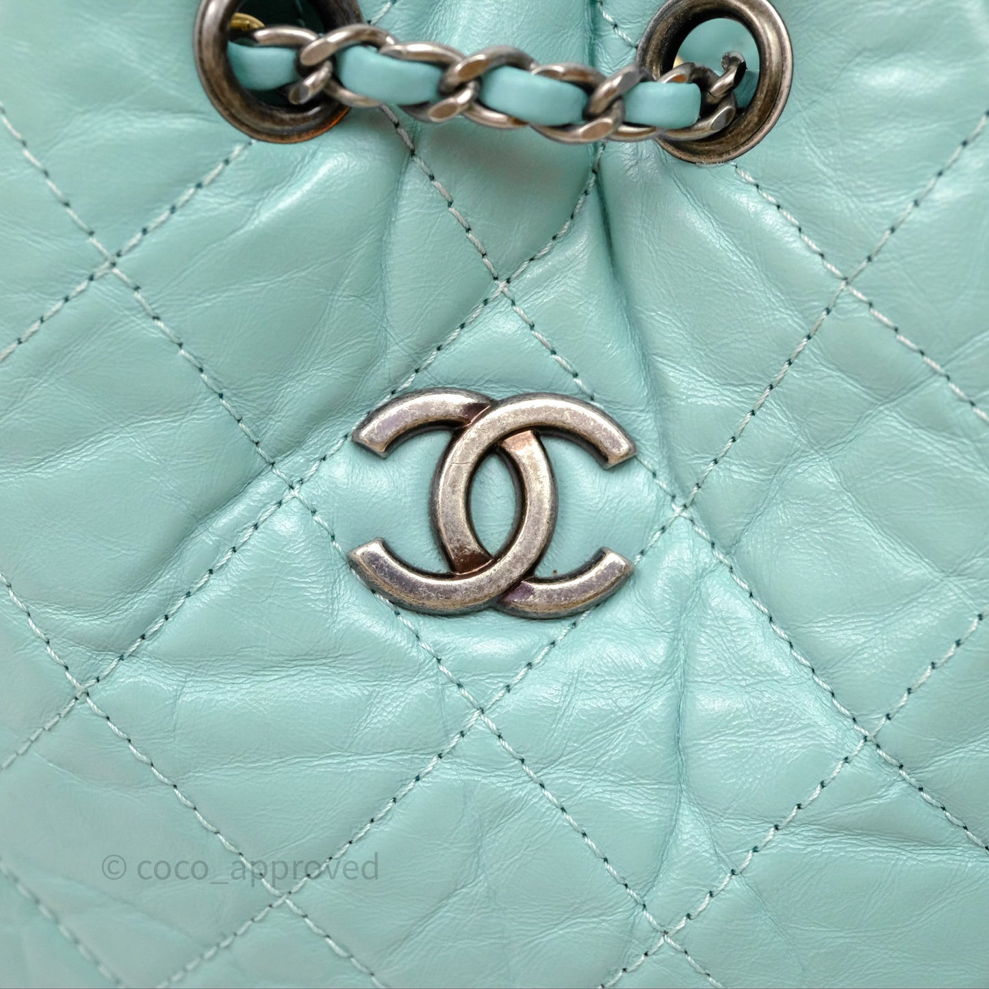 Chanel Small Gabrielle Backpack Tiffany Green Aged Calfskin
