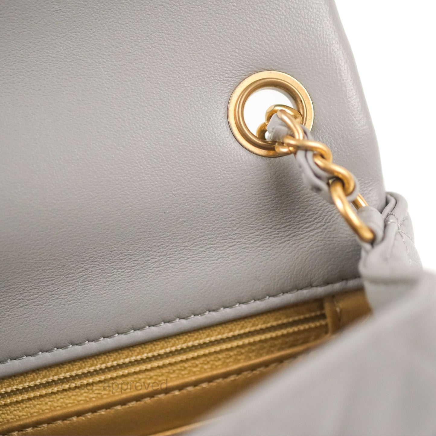 Chanel Mini Rectangular Pearl Crush Grey Lambskin Aged Gold Hardware
