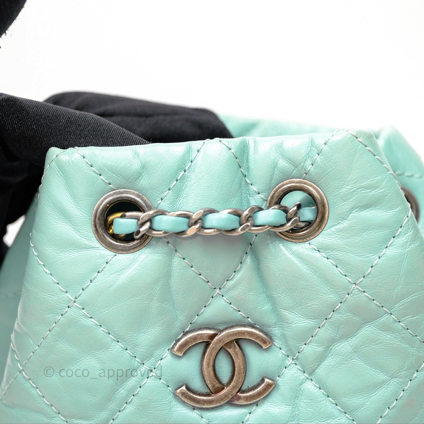 Chanel Small Gabrielle Backpack Tiffany Green Aged Calfskin