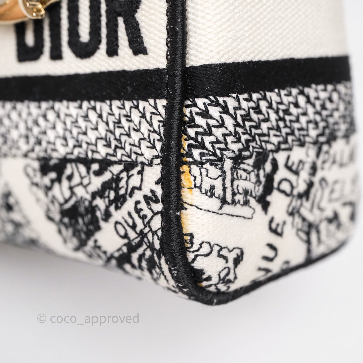 Christian Dior Mini Lady D-Lite Bag White/ Black Plan de Paris Embroidered