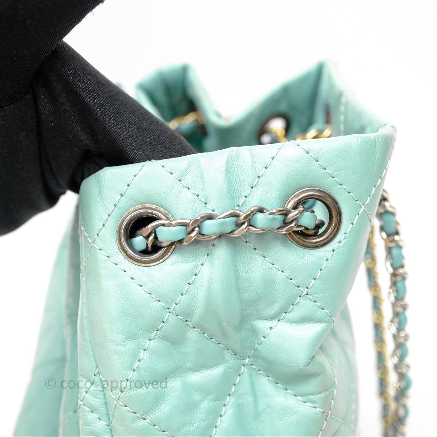 Chanel Small Gabrielle Backpack Tiffany Green Aged Calfskin