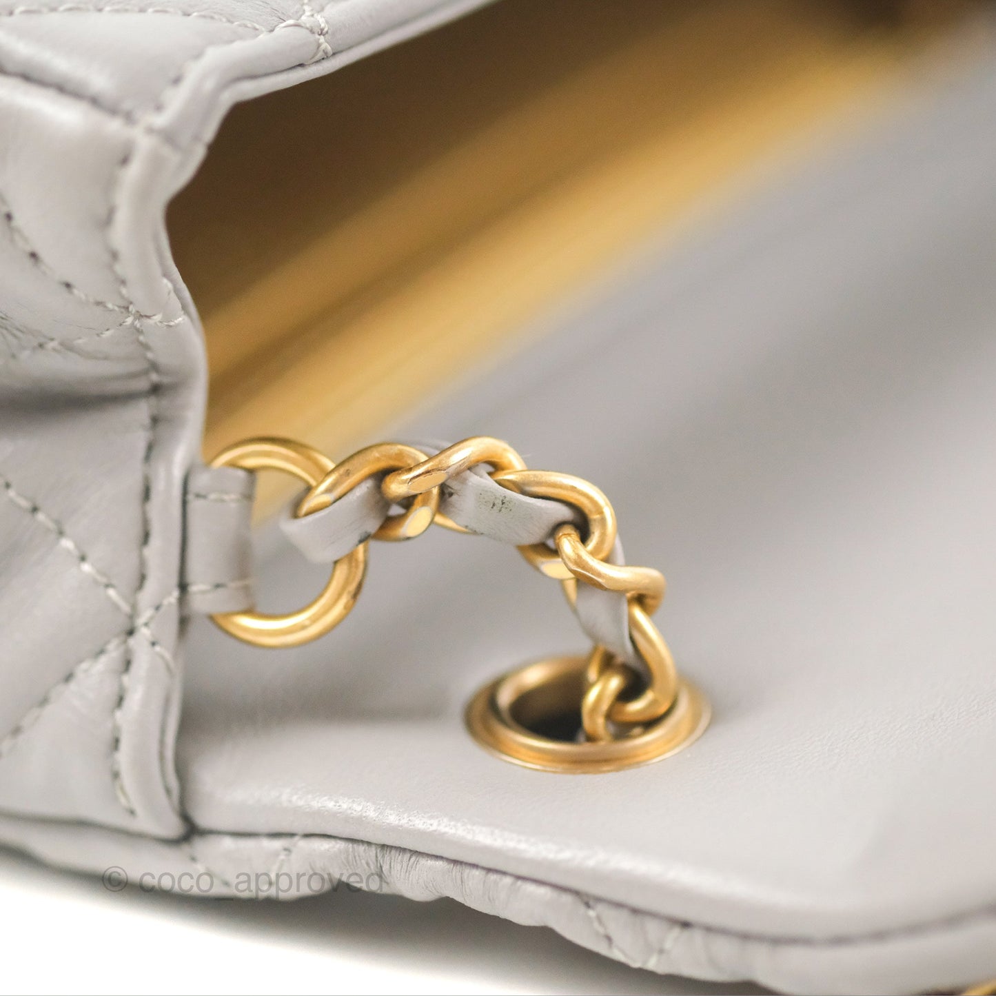 Chanel Mini Rectangular Pearl Crush Grey Lambskin Aged Gold Hardware