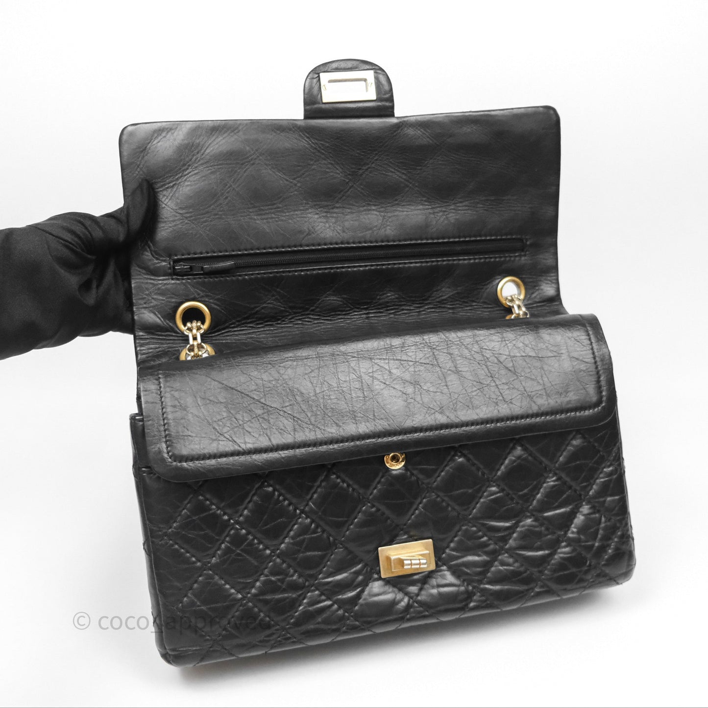 Chanel Reissue 226 Quilted Aged Calfskin Black Aged Gold Hardware