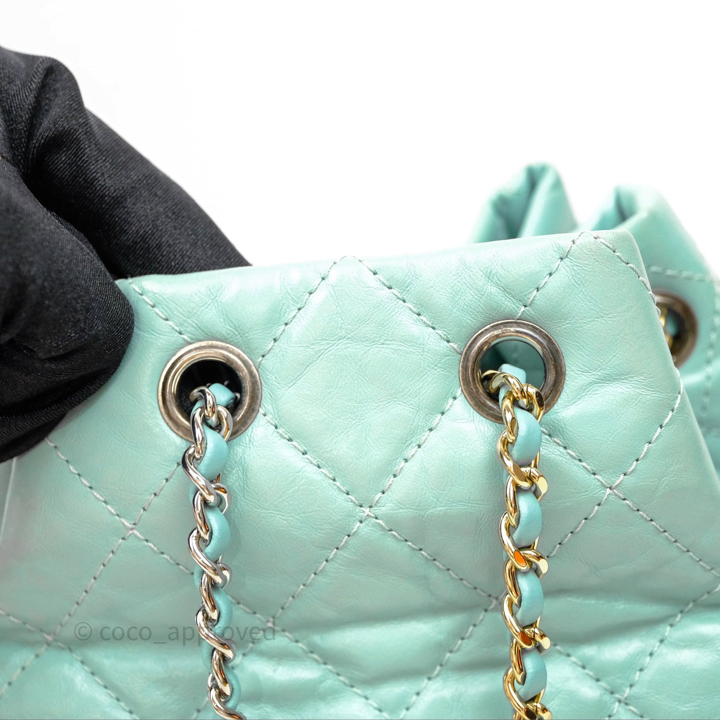 Chanel Small Gabrielle Backpack Tiffany Green Aged Calfskin