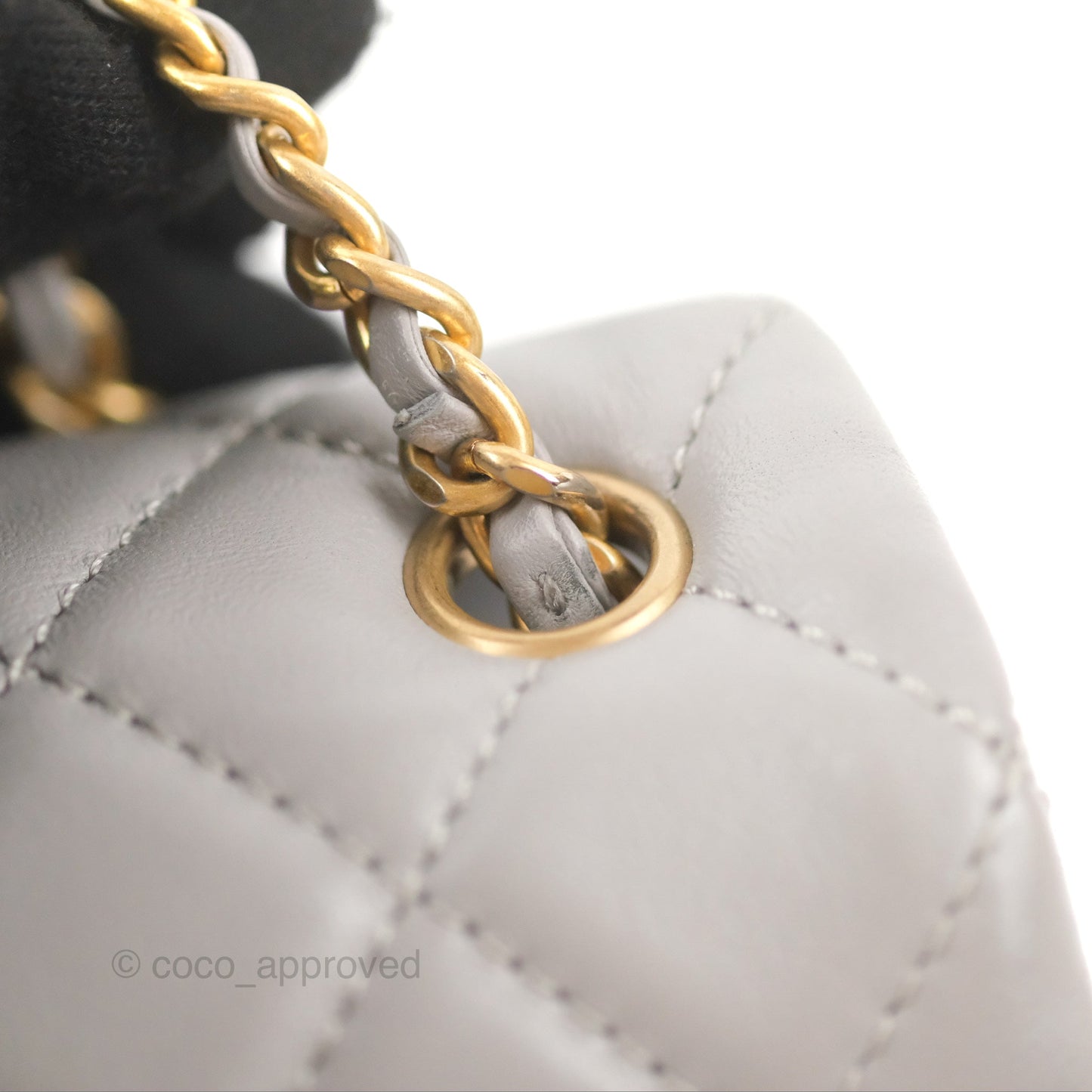 Chanel Mini Rectangular Pearl Crush Grey Lambskin Aged Gold Hardware