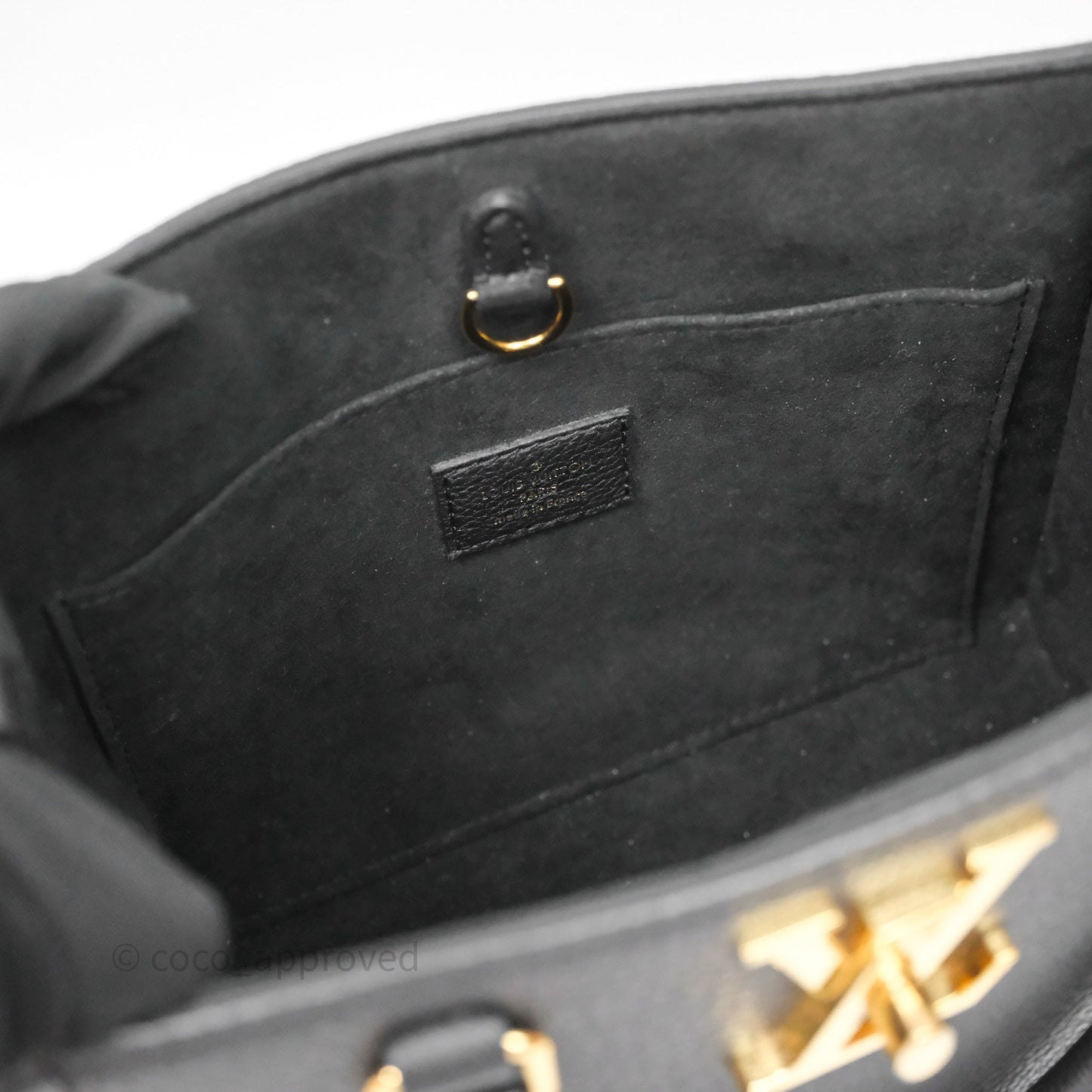 Louis Vuitton Lock & Go Tote Bag Black Calfskin Gold Hardware