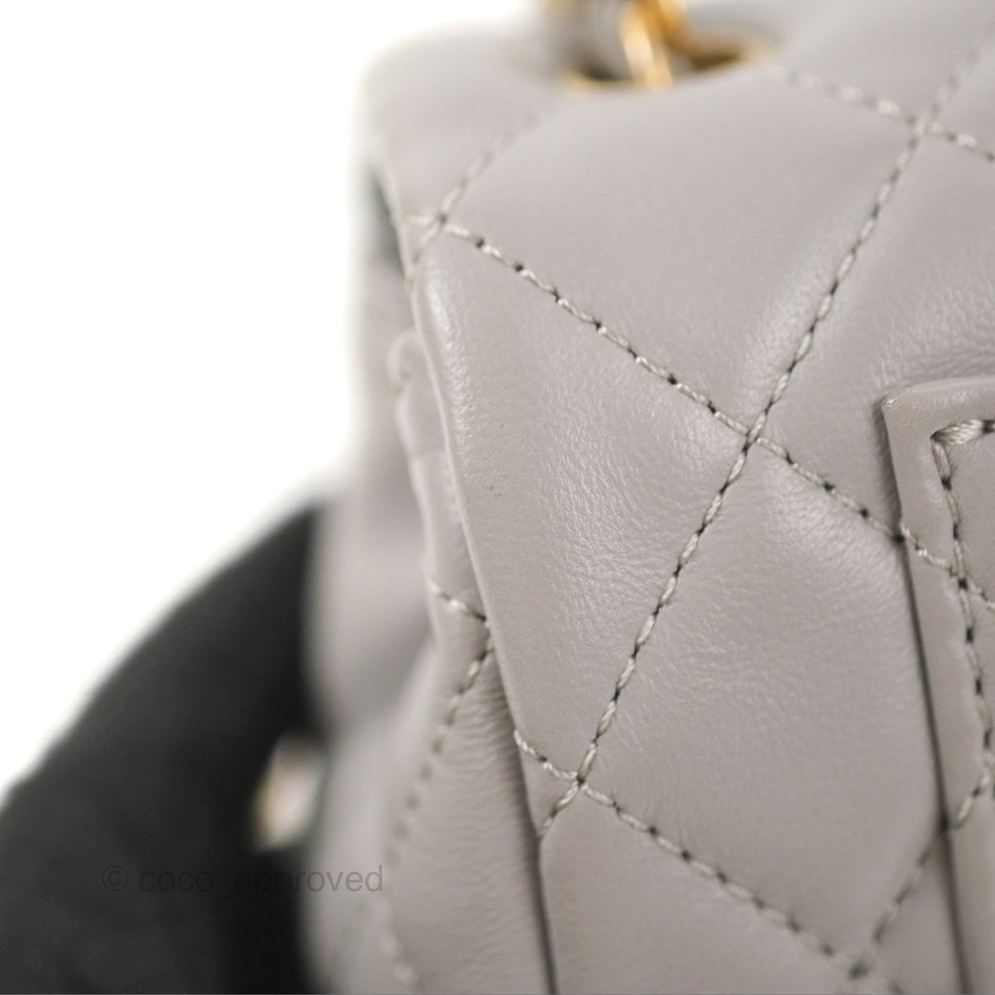 Chanel Mini Rectangular Pearl Crush Grey Lambskin Aged Gold Hardware