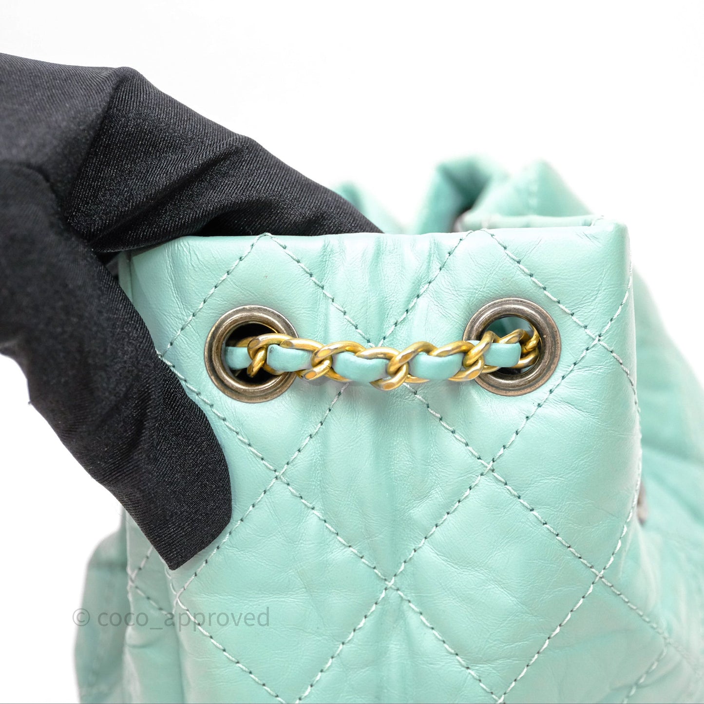 Chanel Small Gabrielle Backpack Tiffany Green Aged Calfskin