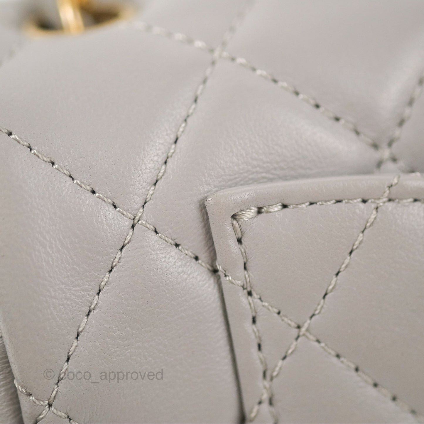 Chanel Mini Rectangular Pearl Crush Grey Lambskin Aged Gold Hardware