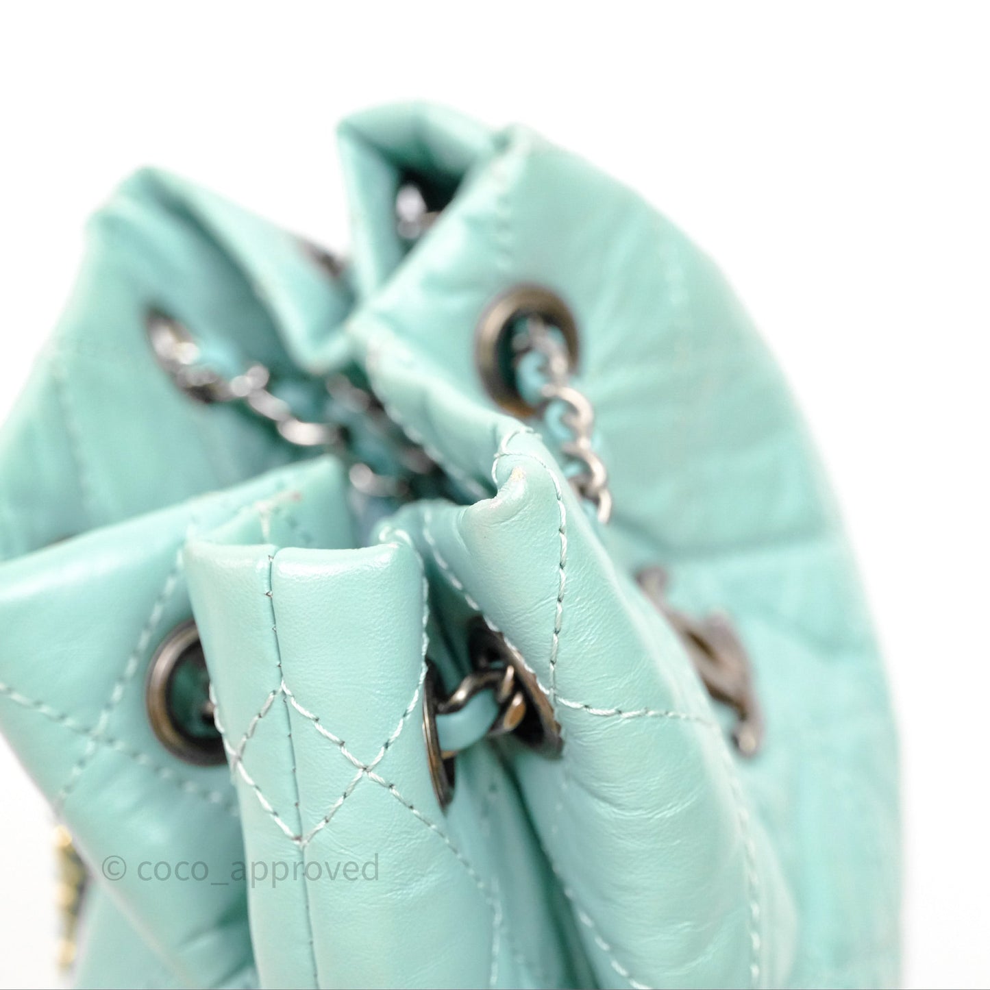 Chanel Small Gabrielle Backpack Tiffany Green Aged Calfskin