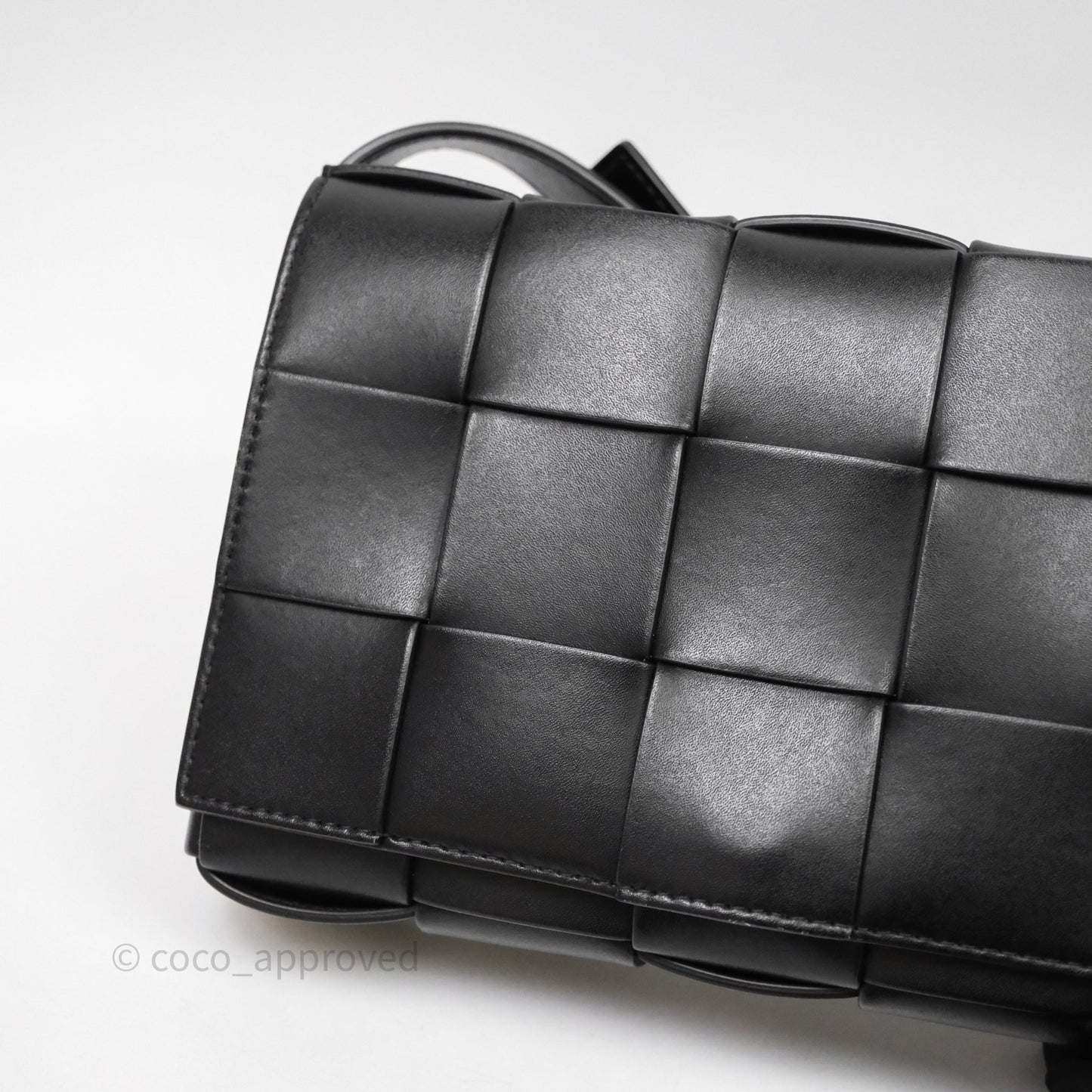 Bottega Veneta Cassette Shoulder Bag Intrecciato Black