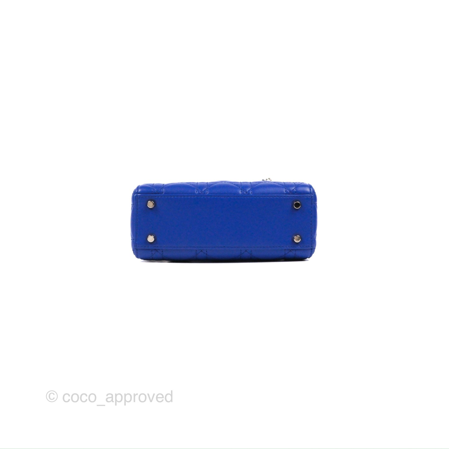 Christian Dior Mini Lady Dior Bag Cannage Lambskin Royal Blue Silver Hardware