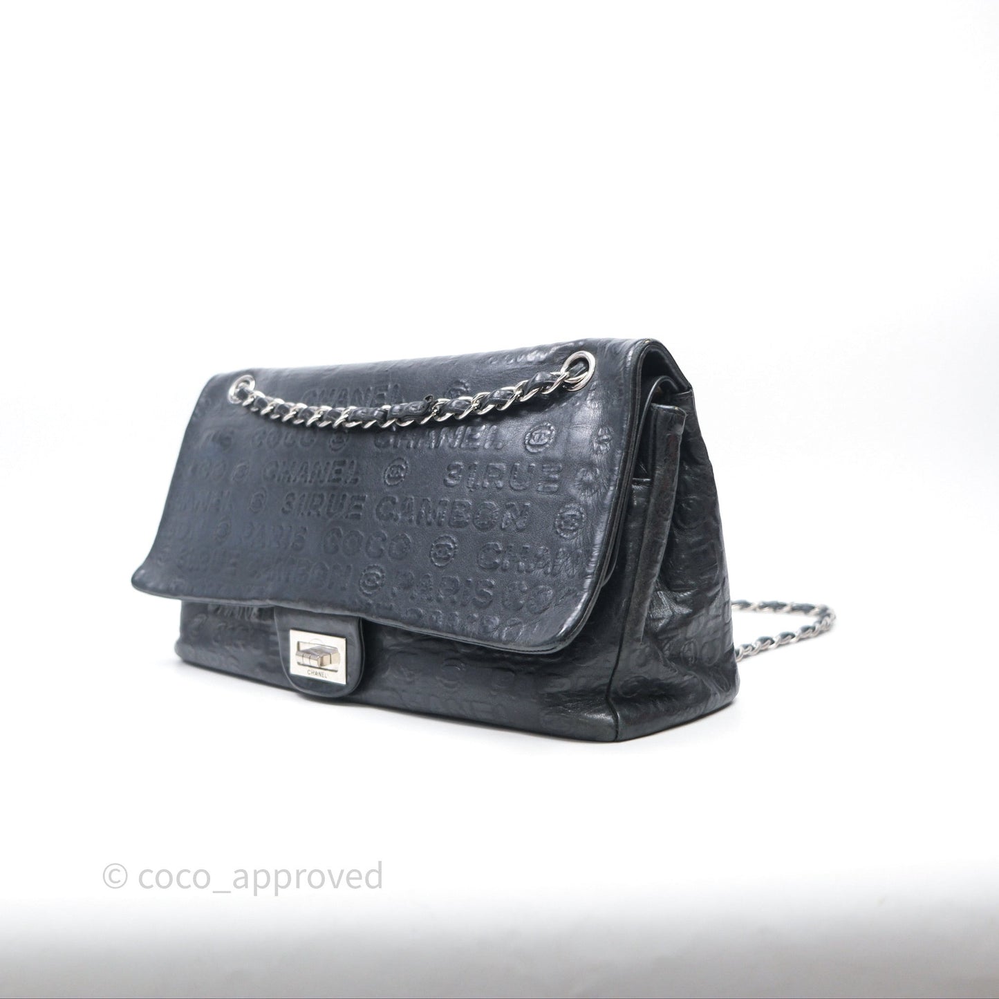 Chanel 228 Reissue Flap Quilted Black Calfskin Silver Hardware