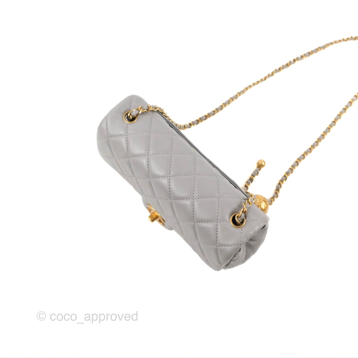 Chanel Mini Rectangular Pearl Crush Grey Lambskin Aged Gold Hardware