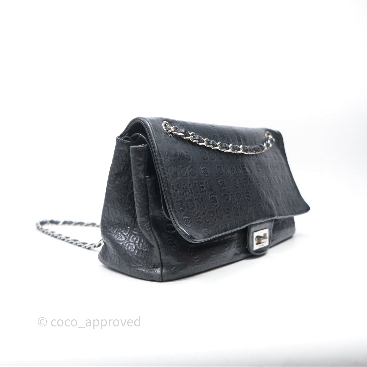 Chanel 228 Reissue Flap Quilted Black Calfskin Silver Hardware