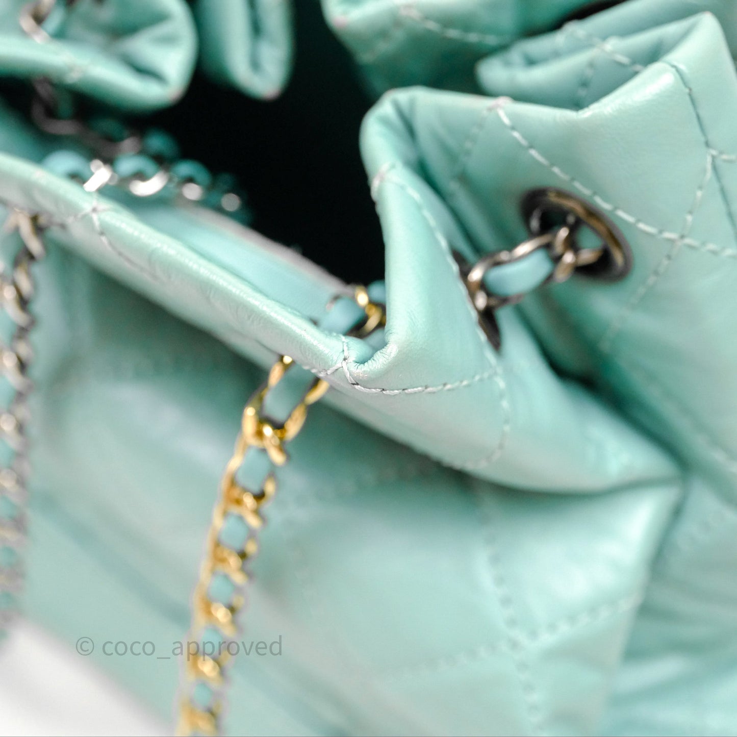 Chanel Small Gabrielle Backpack Tiffany Green Aged Calfskin