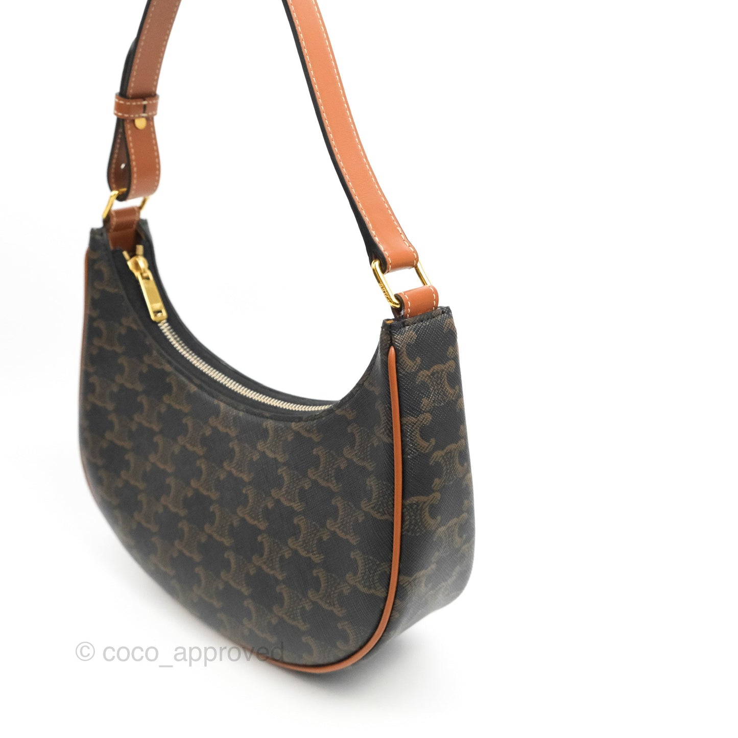 Celine Ava Bag In Triomphe Canvas Calfskin Tan