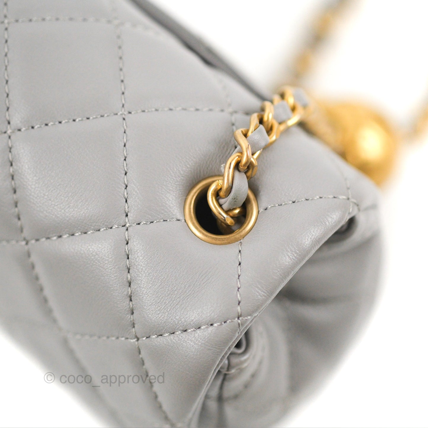 Chanel Mini Rectangular Pearl Crush Grey Lambskin Aged Gold Hardware