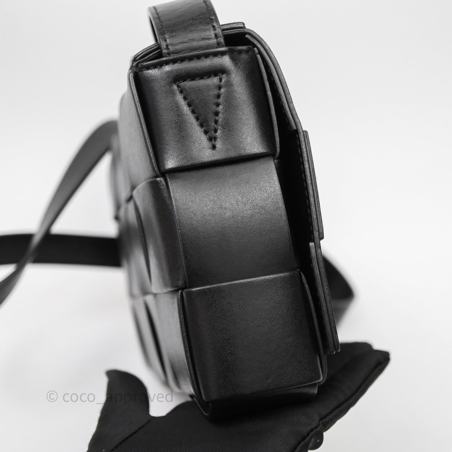 Bottega Veneta Cassette Shoulder Bag Intrecciato Black