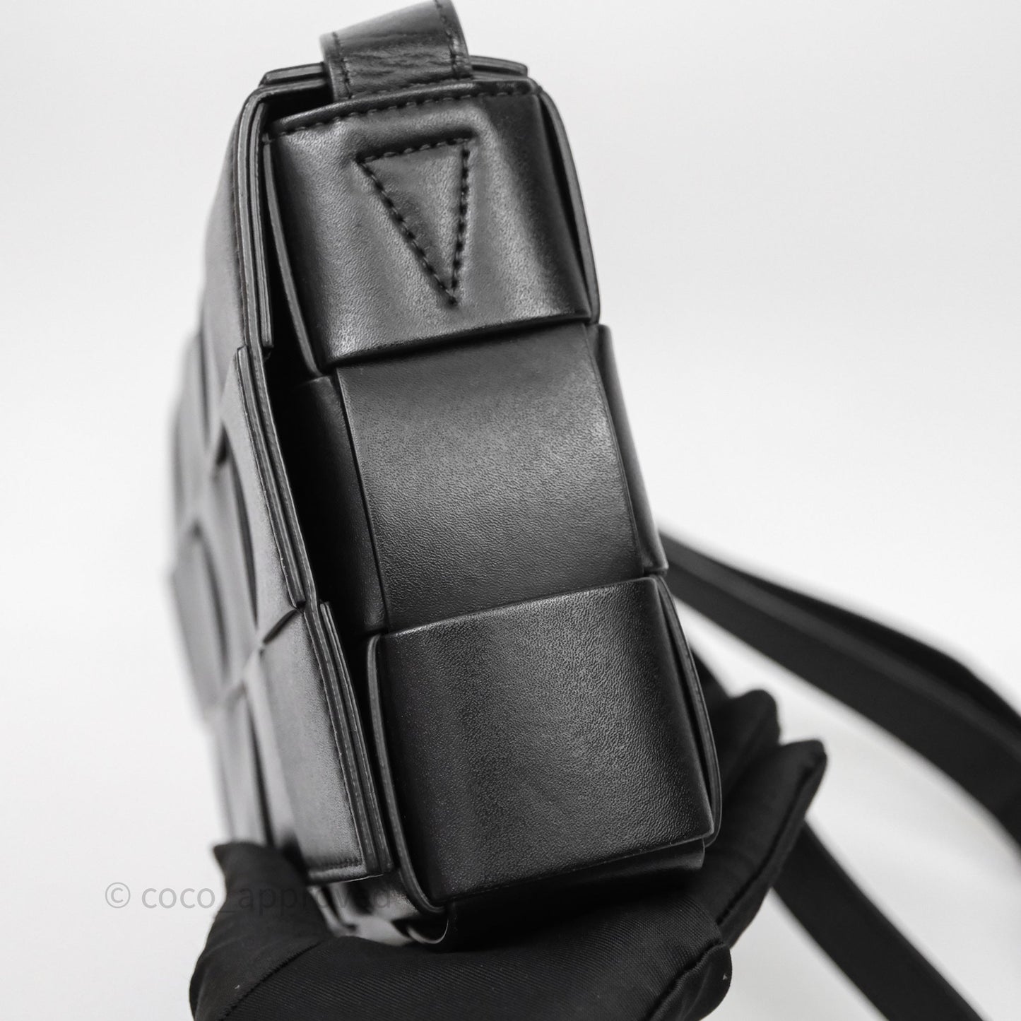 Bottega Veneta Cassette Shoulder Bag Intrecciato Black