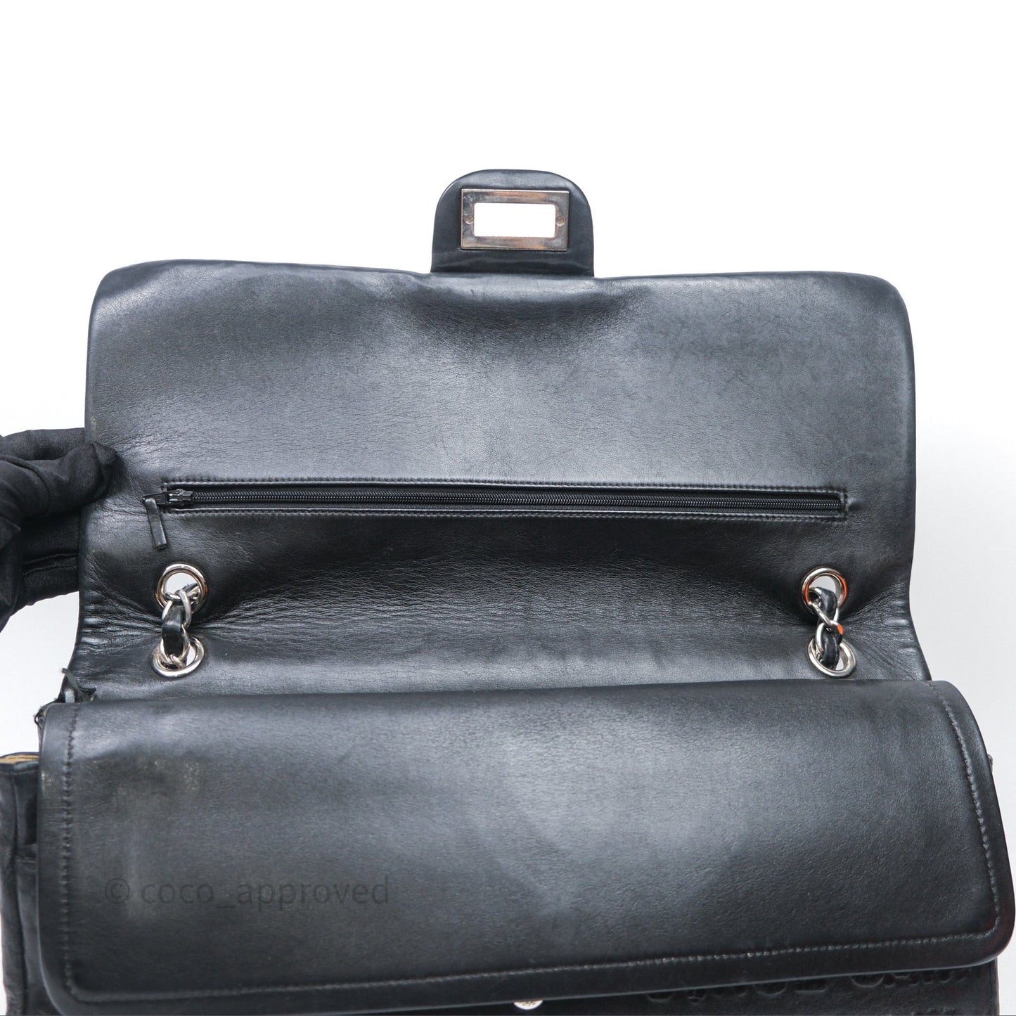 Chanel 228 Reissue Flap Quilted Black Calfskin Silver Hardware