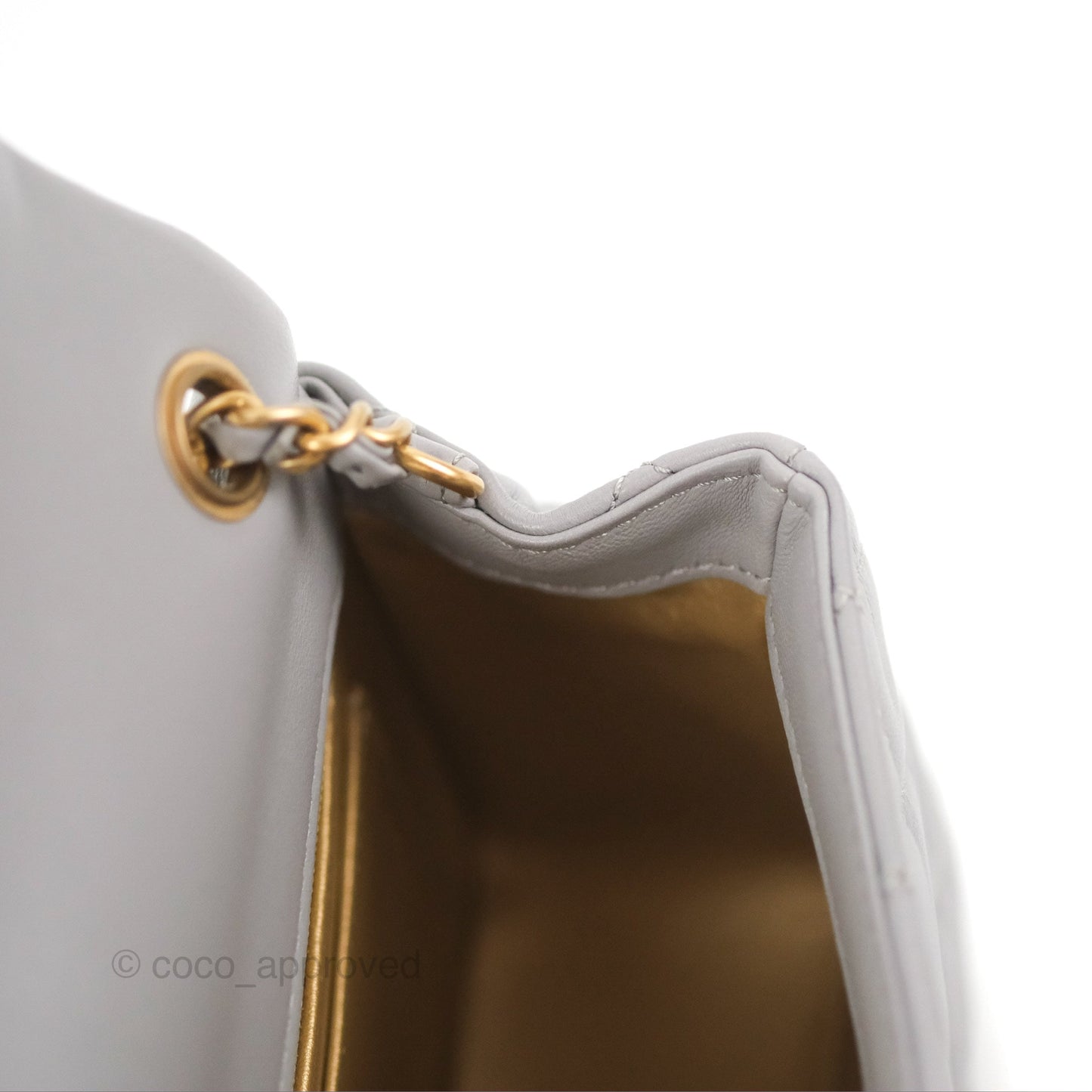 Chanel Mini Rectangular Pearl Crush Grey Lambskin Aged Gold Hardware