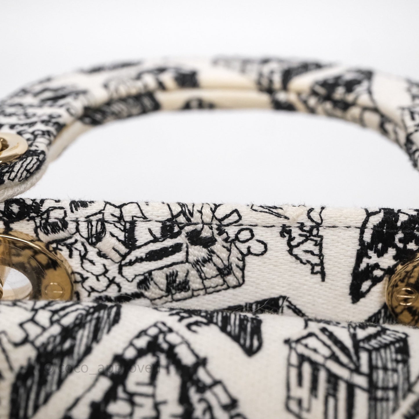 Christian Dior Mini Lady D-Lite Bag White/ Black Plan de Paris Embroidered