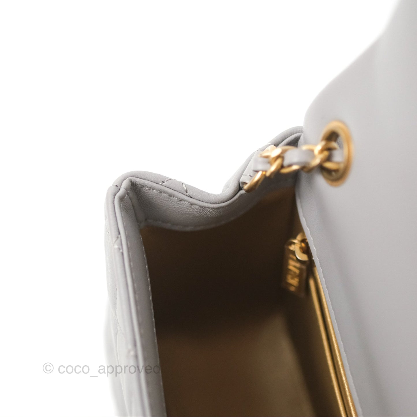 Chanel Mini Rectangular Pearl Crush Grey Lambskin Aged Gold Hardware
