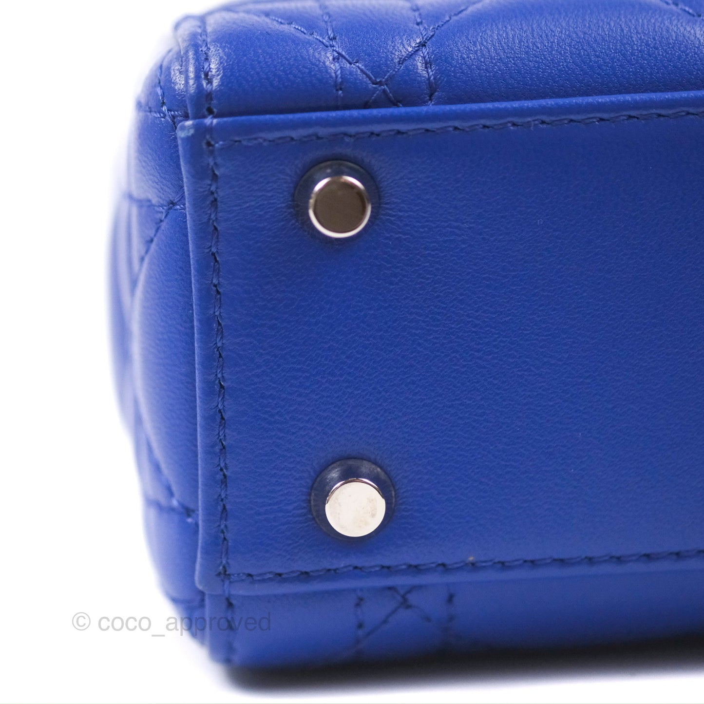Christian Dior Mini Lady Dior Bag Cannage Lambskin Royal Blue Silver Hardware