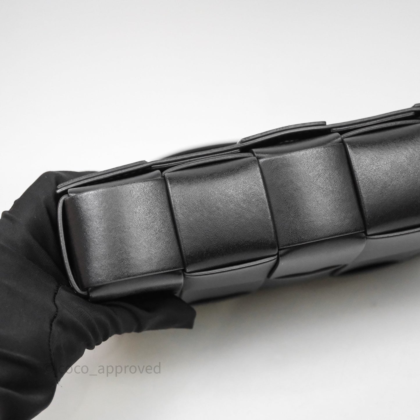 Bottega Veneta Cassette Shoulder Bag Intrecciato Black