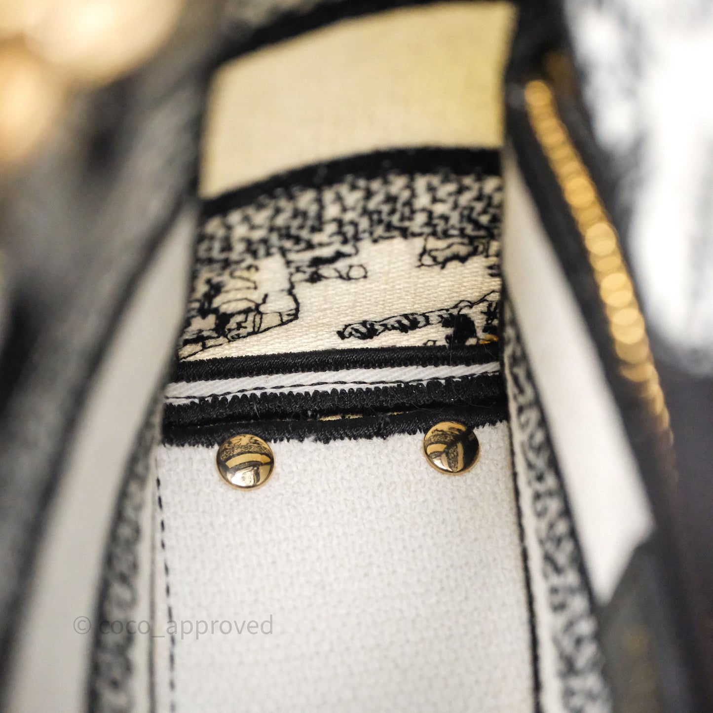 Christian Dior Mini Lady D-Lite Bag White/ Black Plan de Paris Embroidered
