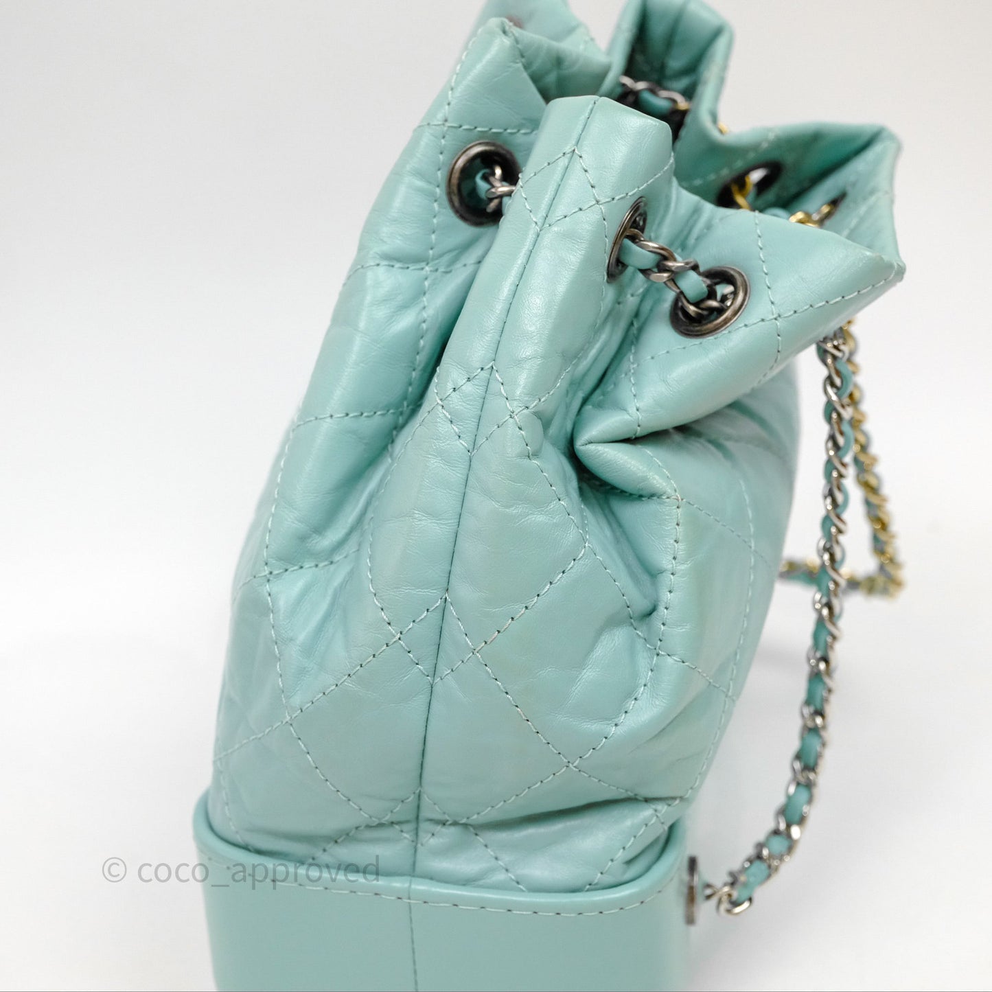 Chanel Small Gabrielle Backpack Tiffany Green Aged Calfskin