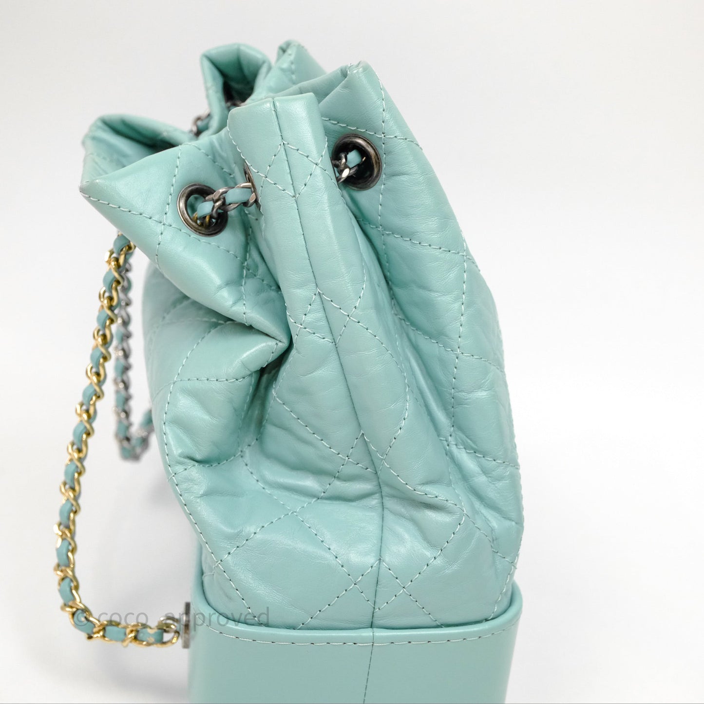 Chanel Small Gabrielle Backpack Tiffany Green Aged Calfskin