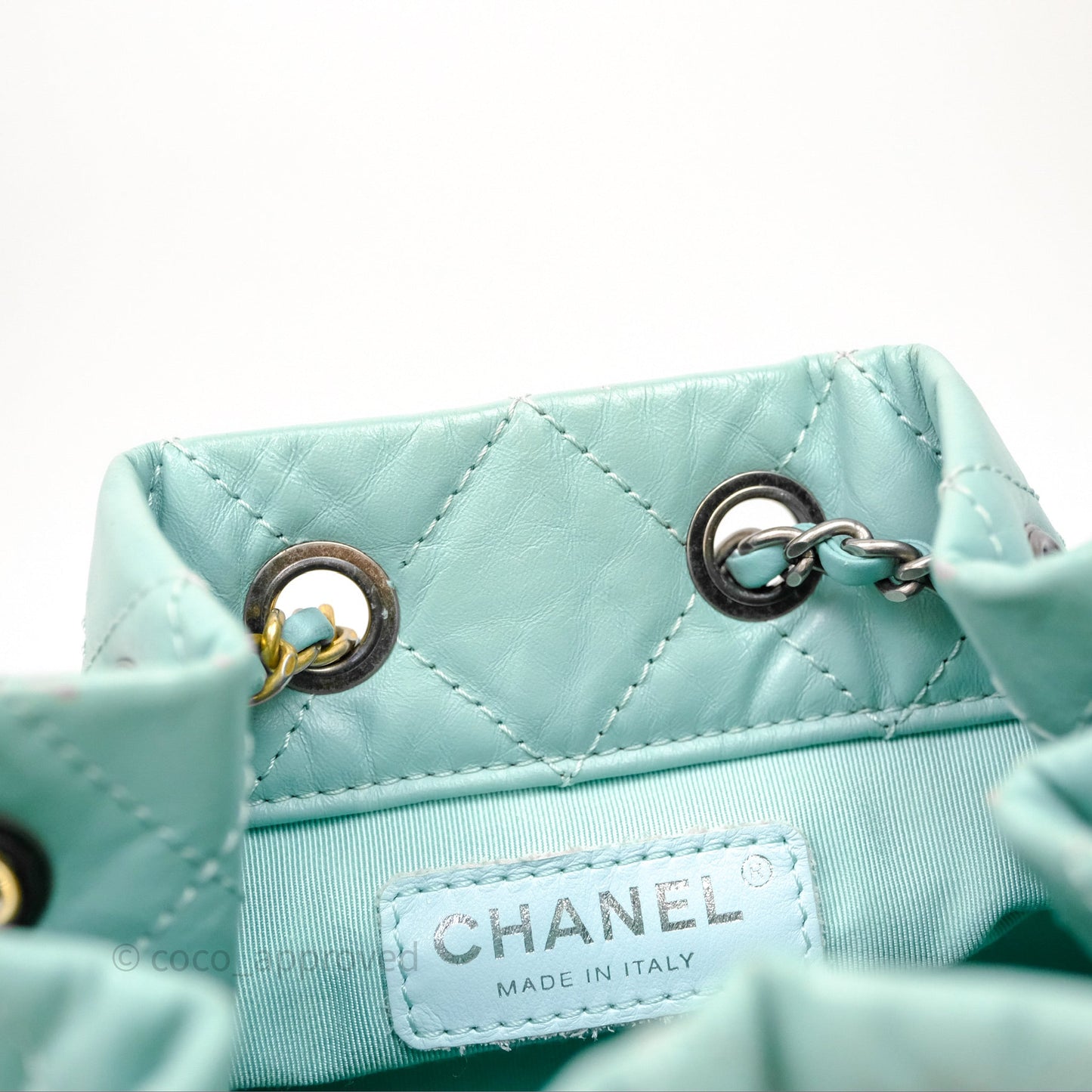Chanel Small Gabrielle Backpack Tiffany Green Aged Calfskin