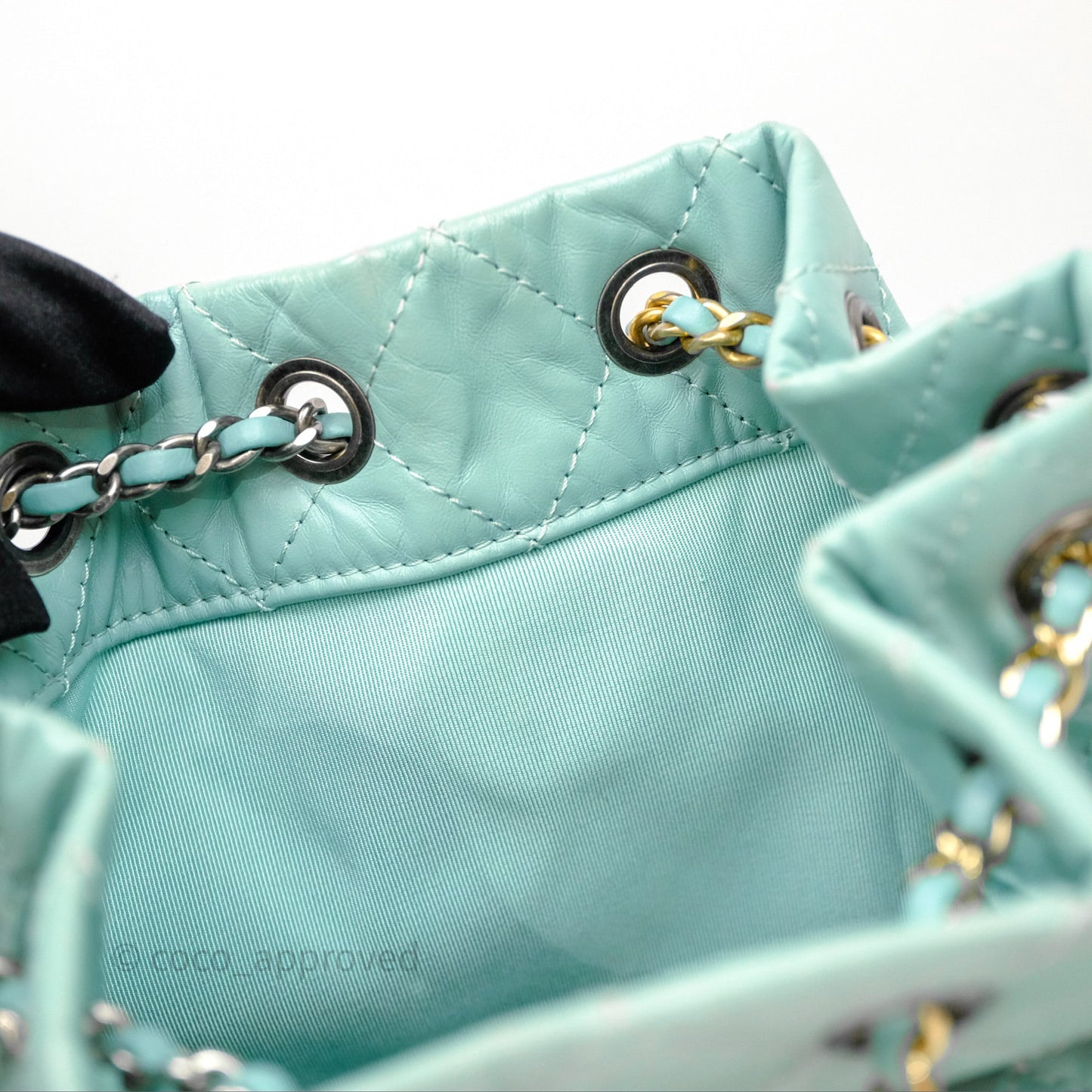 Chanel Small Gabrielle Backpack Tiffany Green Aged Calfskin