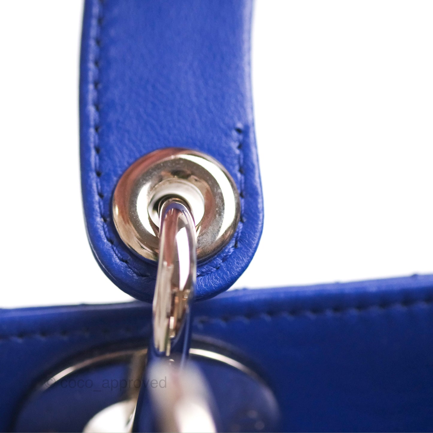 Christian Dior Mini Lady Dior Bag Cannage Lambskin Royal Blue Silver Hardware