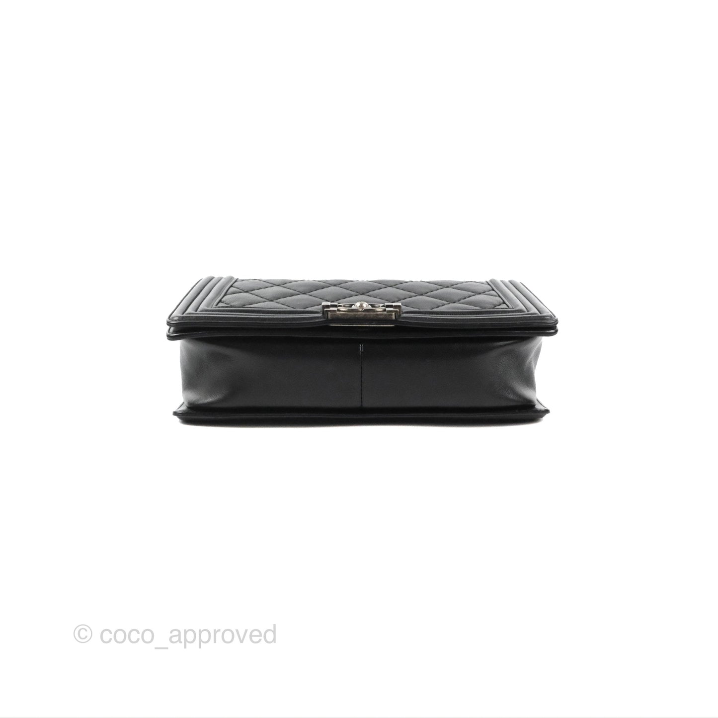 Chanel Quilted New Medium Boy Black Calfskin Ruthenium Hardware