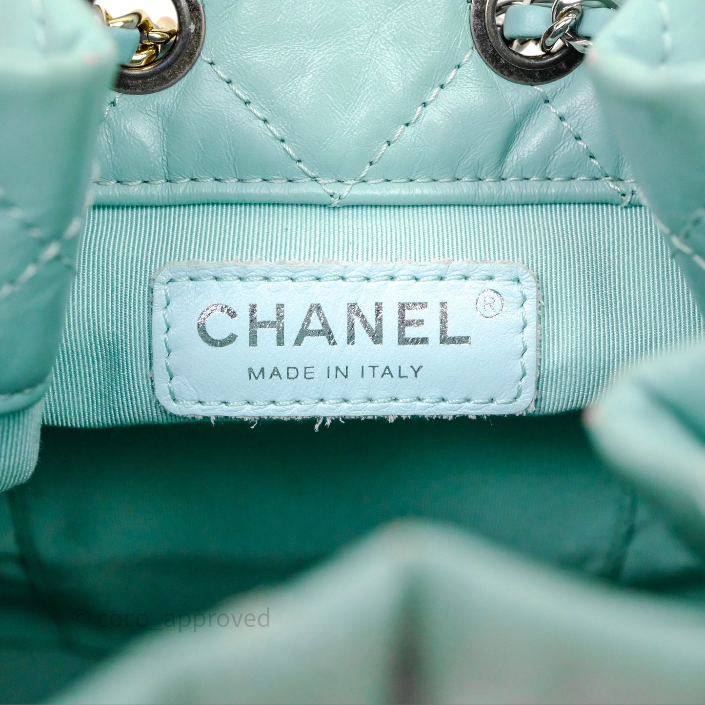 Chanel Small Gabrielle Backpack Tiffany Green Aged Calfskin