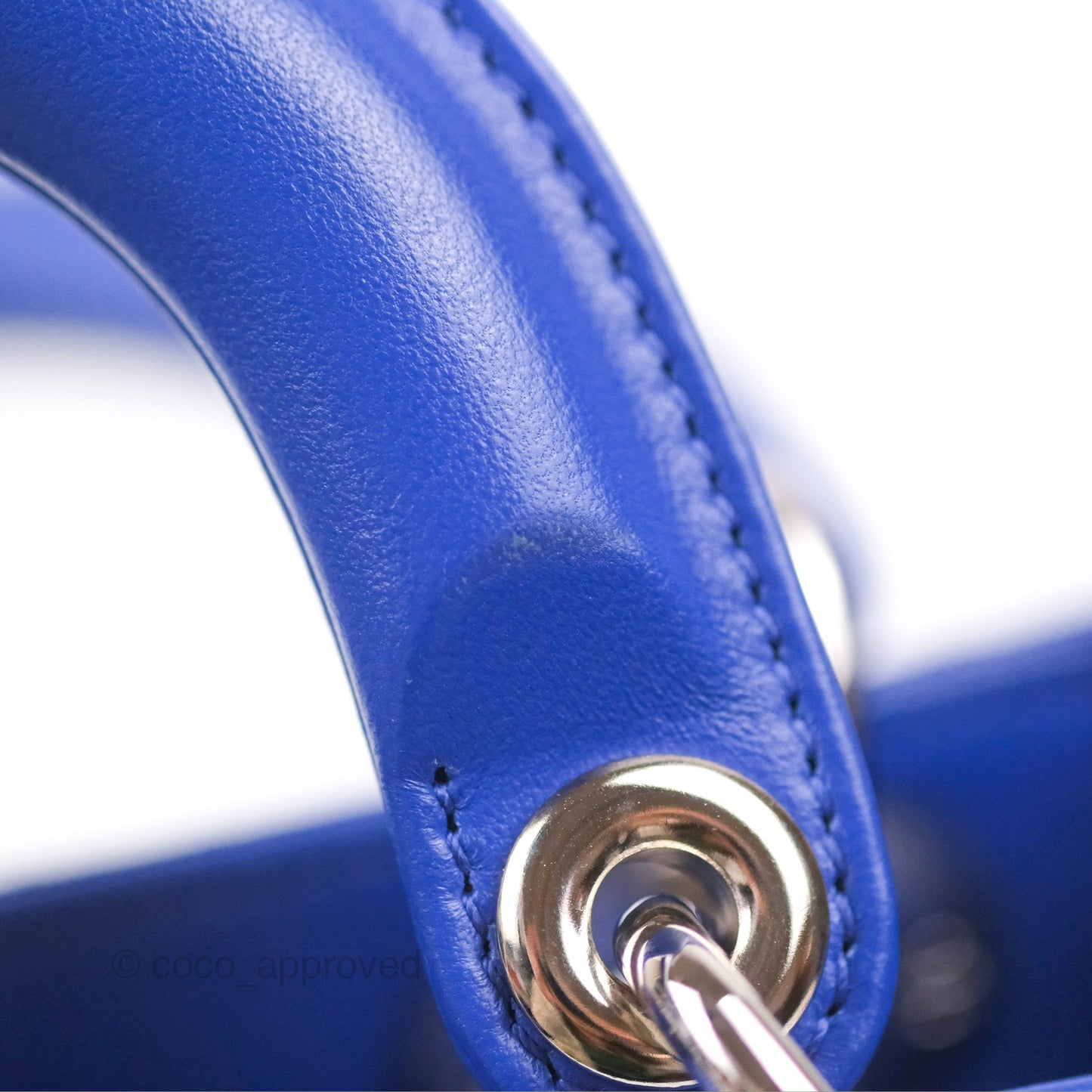 Christian Dior Mini Lady Dior Bag Cannage Lambskin Royal Blue Silver Hardware