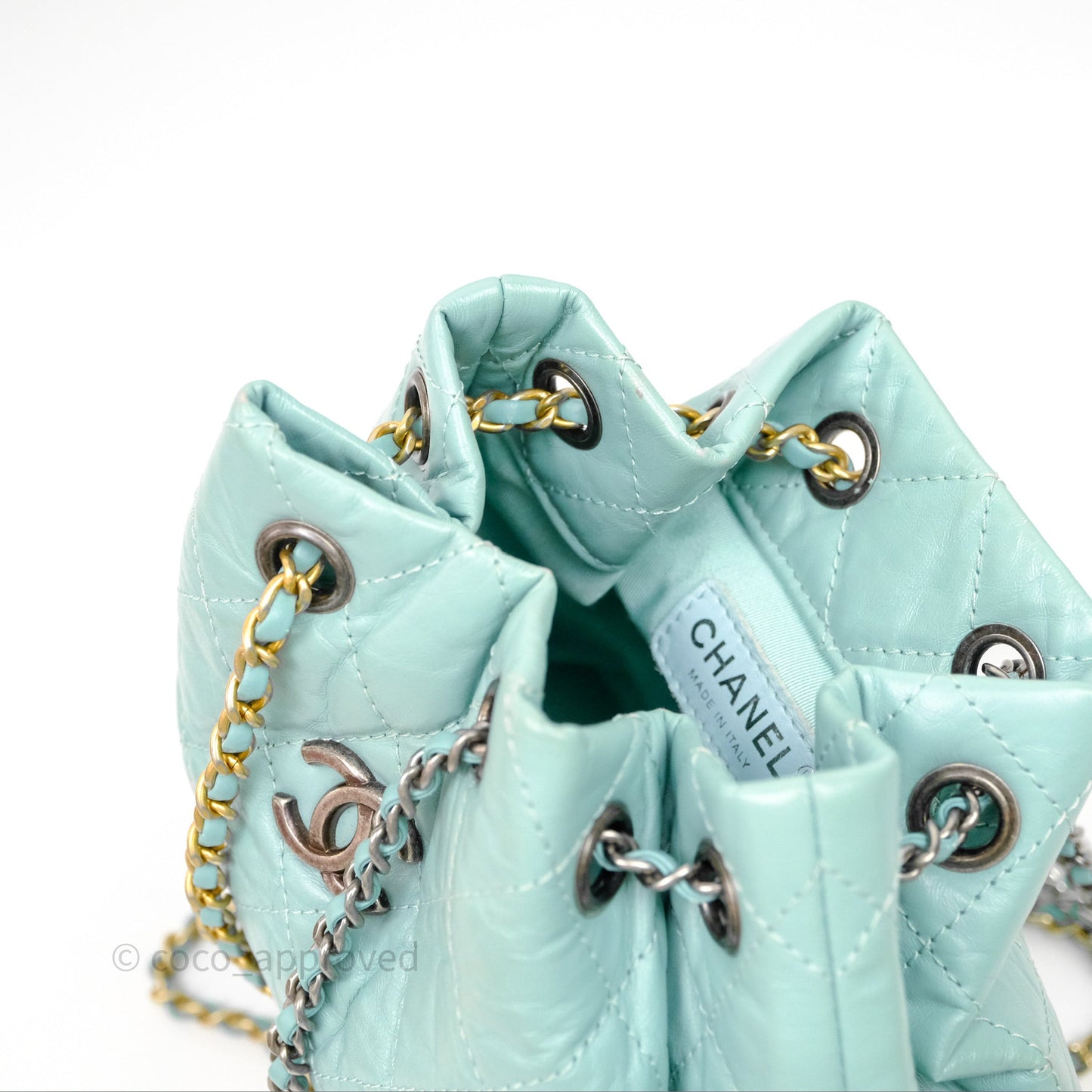 Chanel Small Gabrielle Backpack Tiffany Green Aged Calfskin