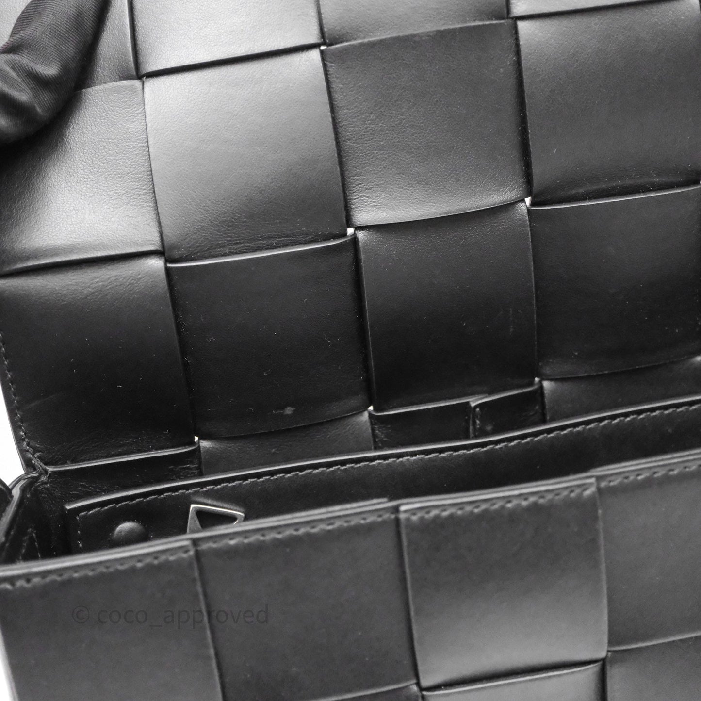 Bottega Veneta Cassette Shoulder Bag Intrecciato Black