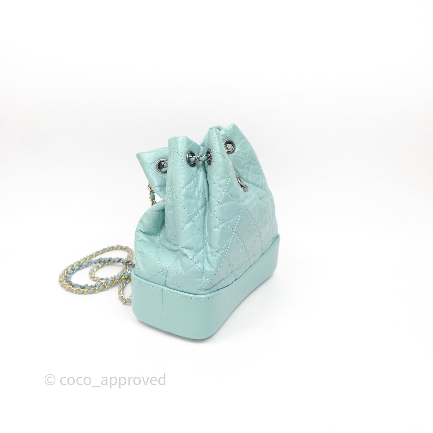 Chanel Small Gabrielle Backpack Tiffany Green Aged Calfskin