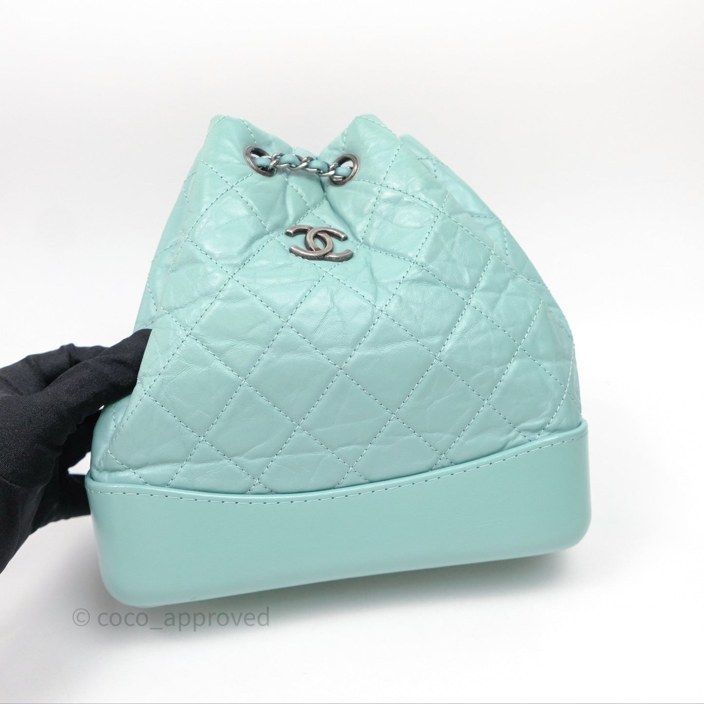 Chanel Small Gabrielle Backpack Tiffany Green Aged Calfskin