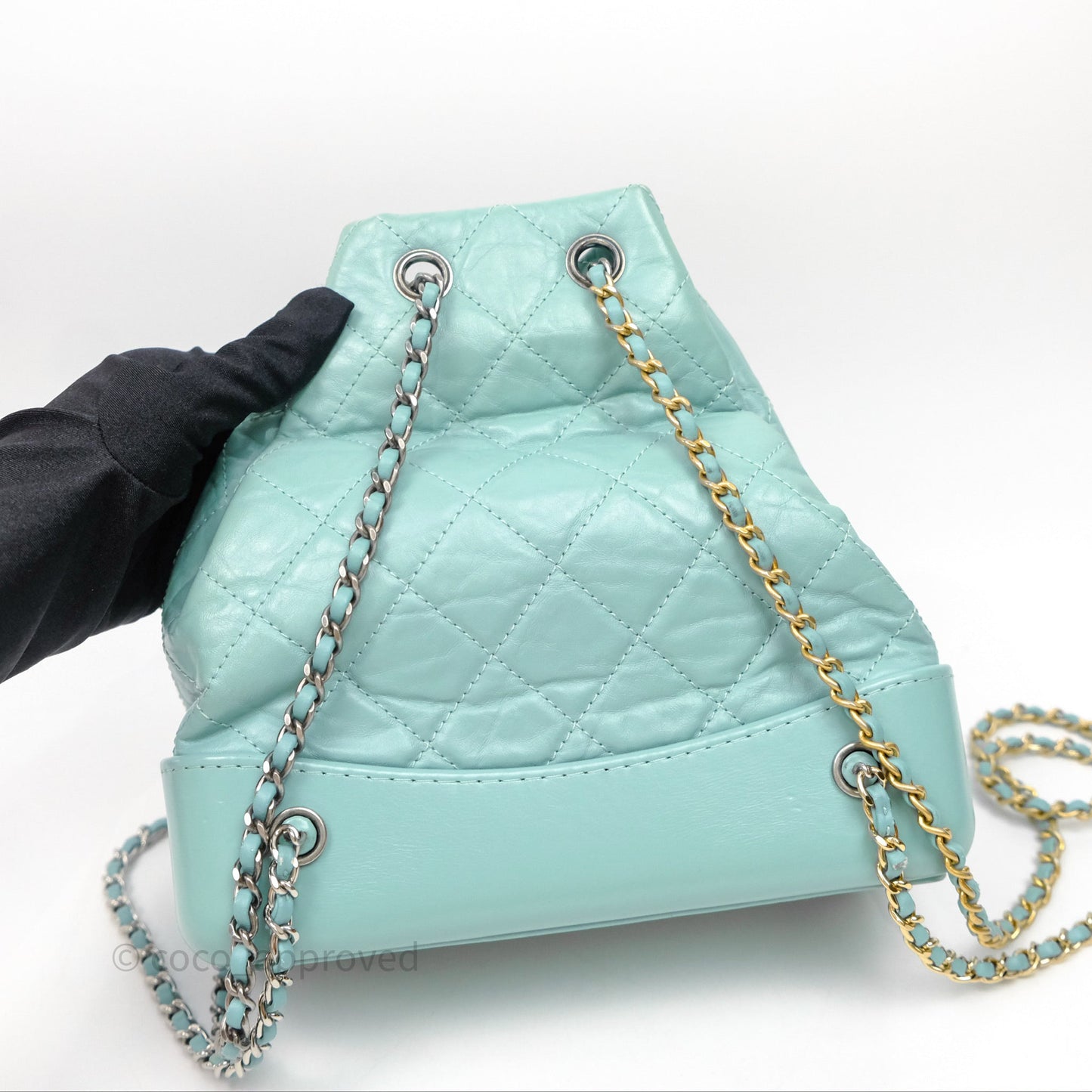 Chanel Small Gabrielle Backpack Tiffany Green Aged Calfskin