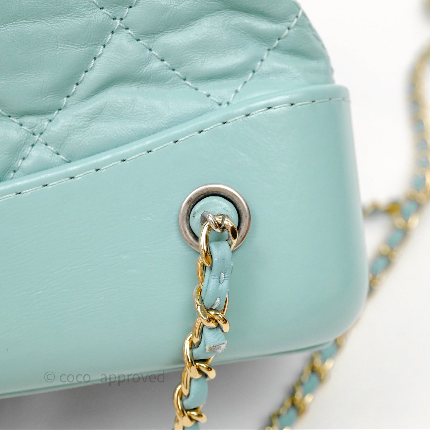 Chanel Small Gabrielle Backpack Tiffany Green Aged Calfskin